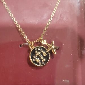 Steve‎ Madden gold plated Libra pendant layered star and gemstone charm necklace